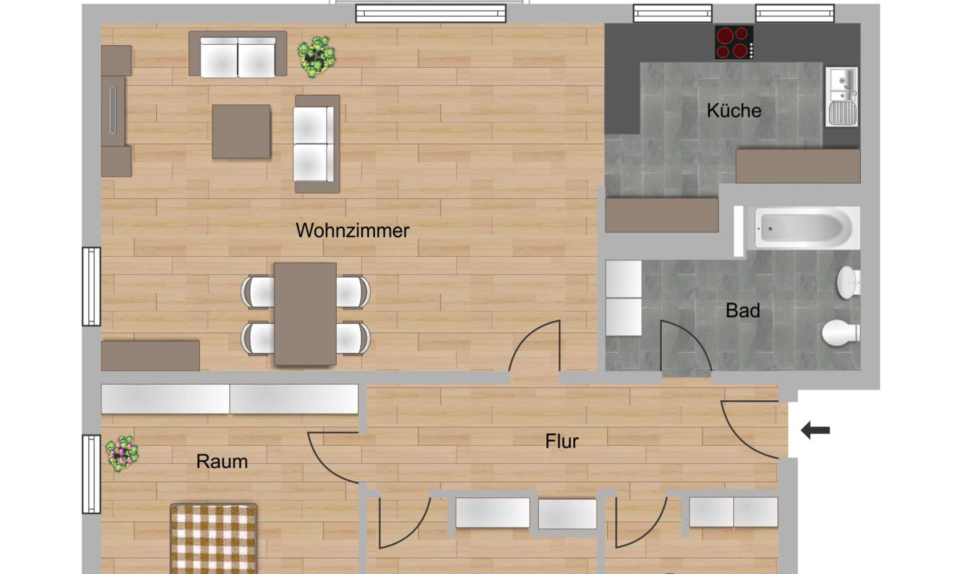 4-Zimmer-Wohnung ca. 121,35 m²