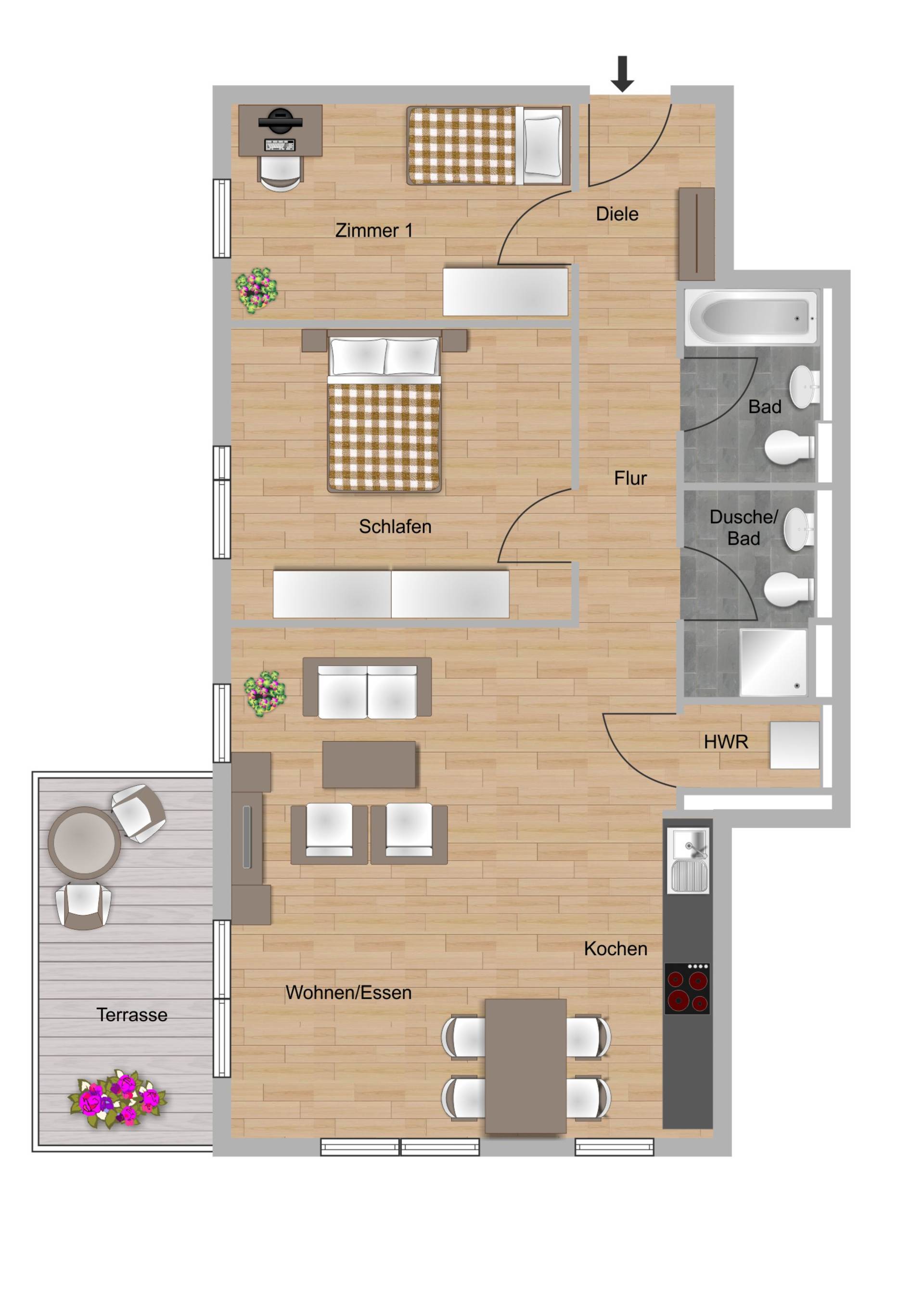 3-Zimmer-Wohnung ca. 84,56 m²