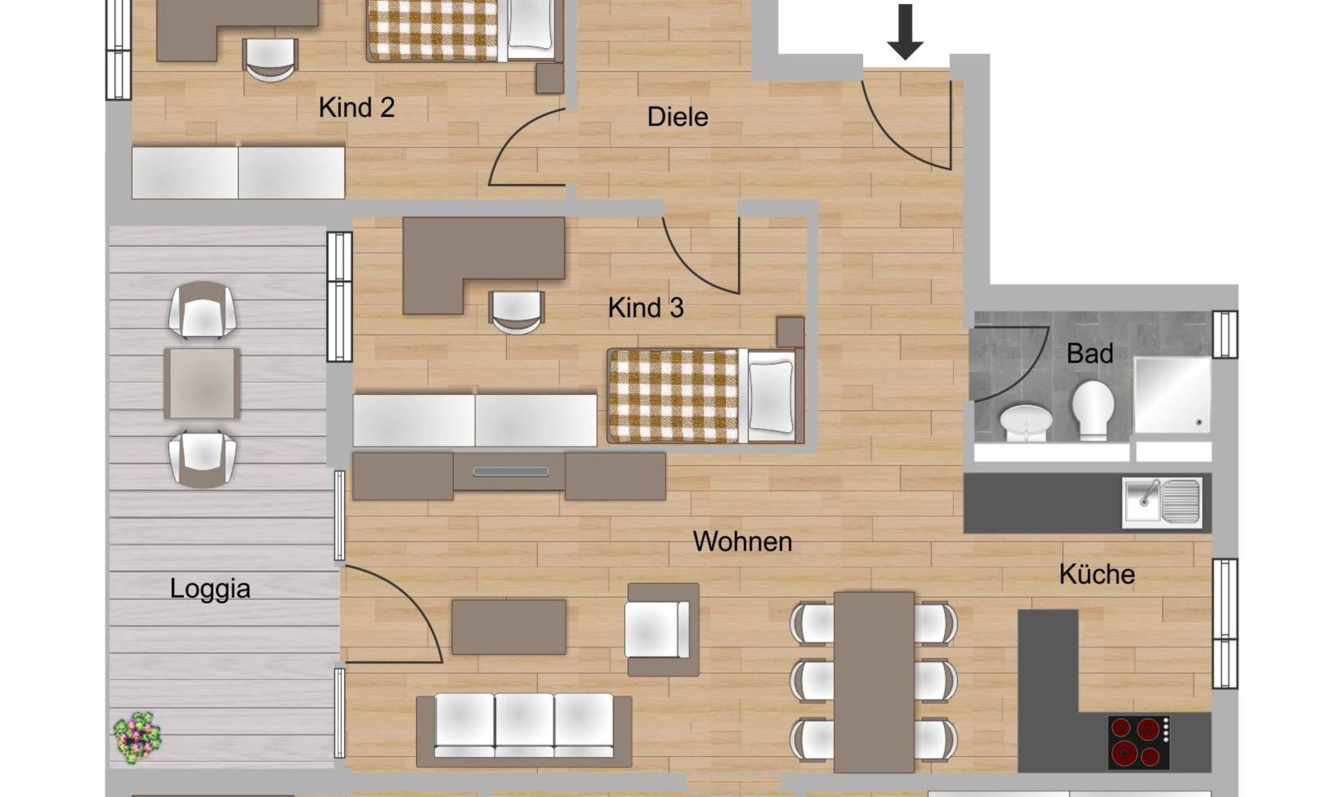 6-Zimmer-Wohnung ca. 123,30 m²