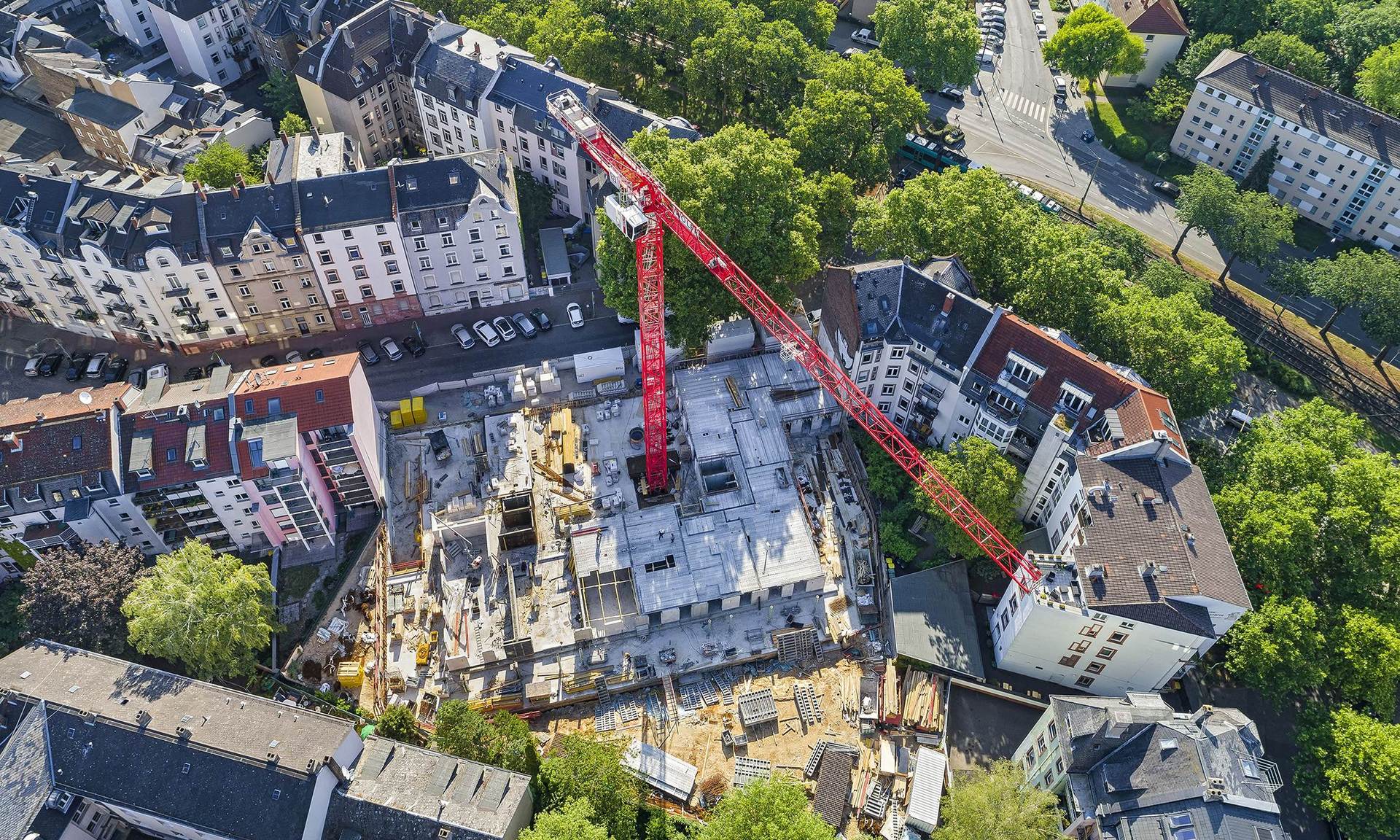 Baustelle Freiligrathstraße von oben