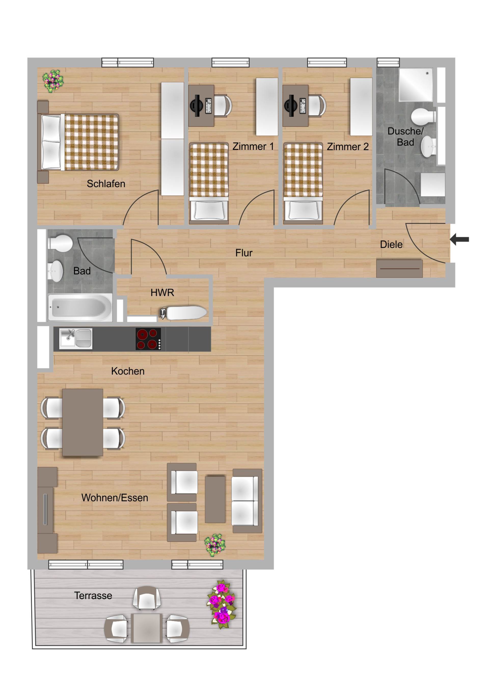 4-Zimmer-Wohnung ca. 99,90 m²