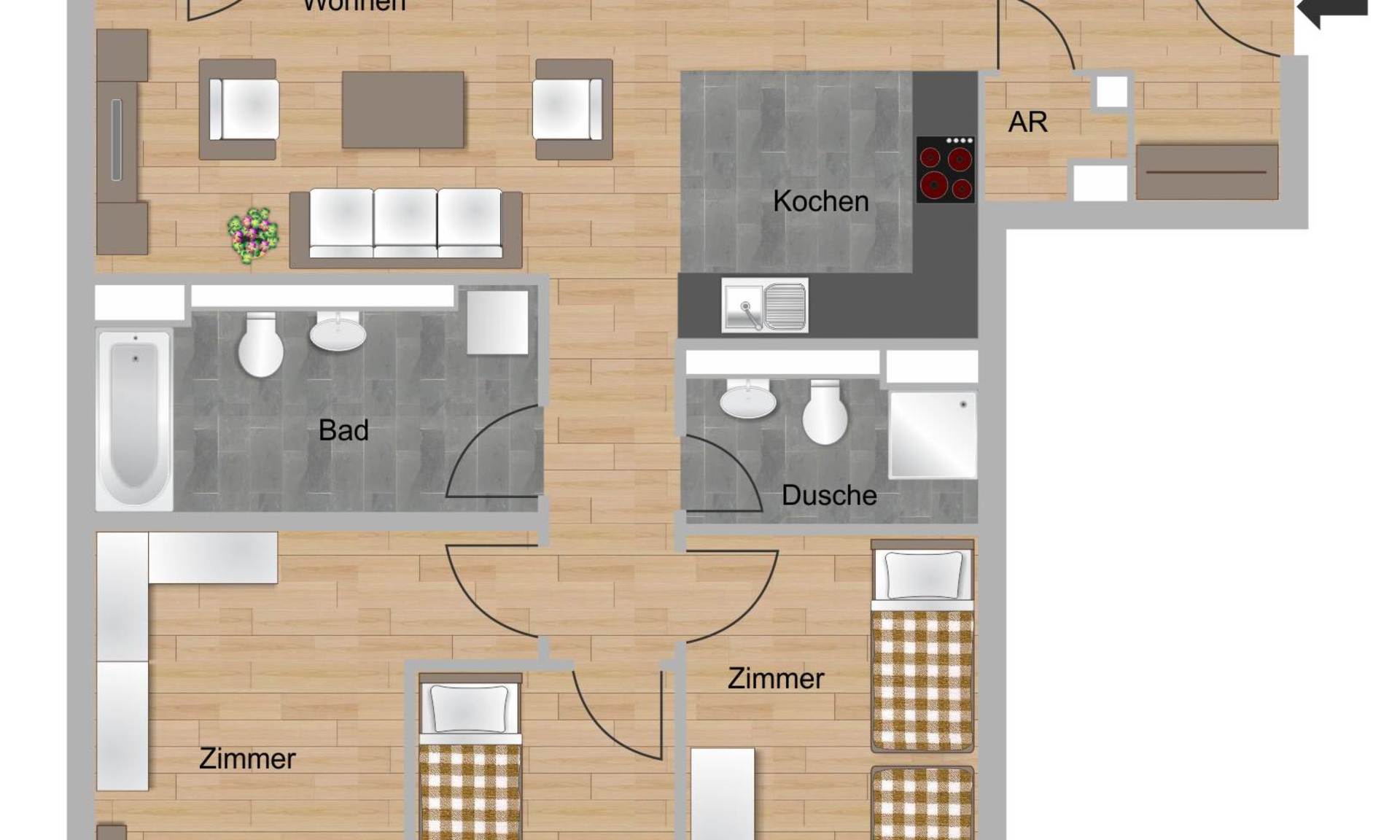 3-Zimmer-Wohnung ca. 105 m² (E2)