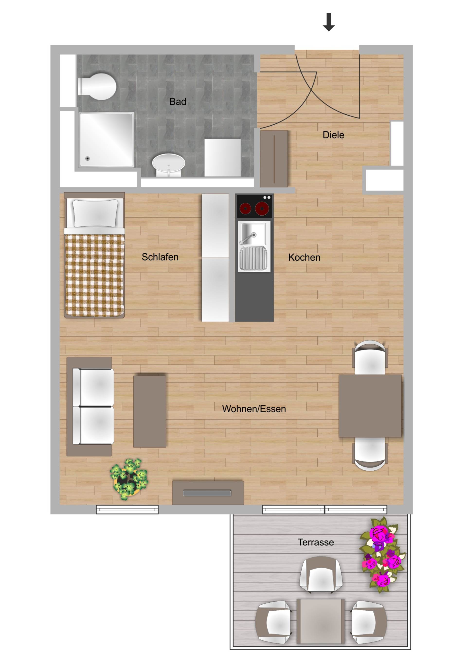 1-Zimmer- Wohnung ca. 35,94 m²