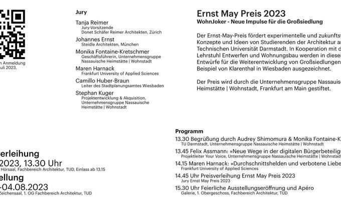 Einladungsflyer Ernst-May-Preis