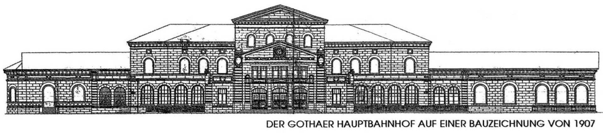 Bauzeichnung Bahnhof Gotha von 1907