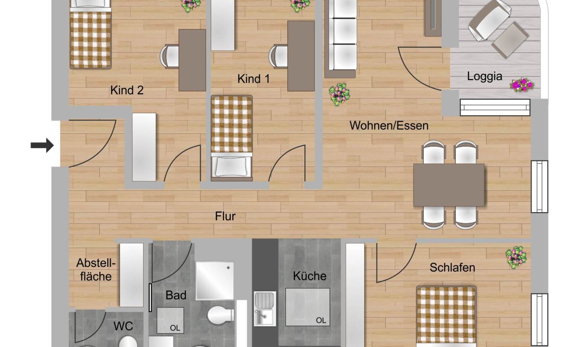 4-Zimmer-Wohnung ca. 84,5 m²