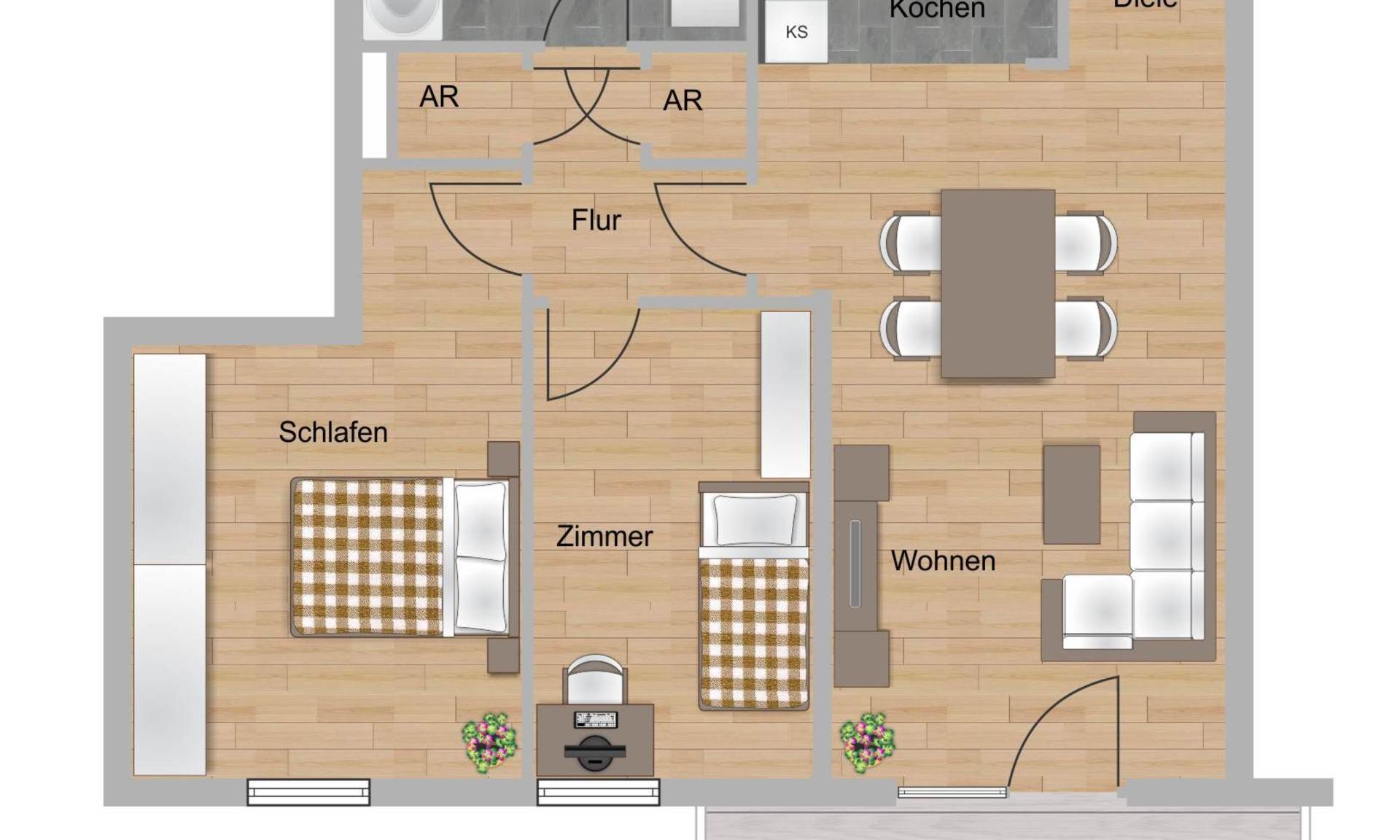 3-Zimmer-Wohnung ca. 74,10 m² (E2)